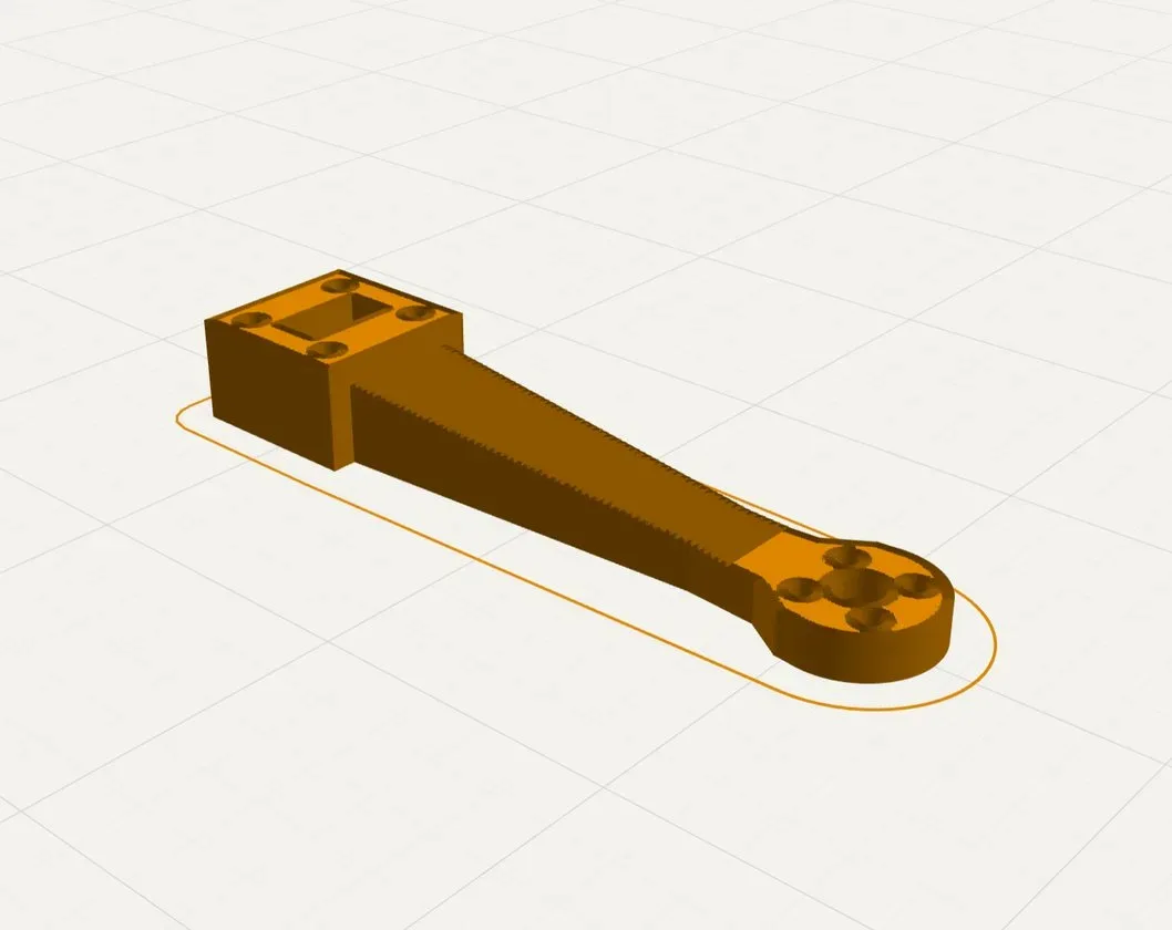 Quadcopter-Arm, entworfen mit p2print, in der Druckvorschau