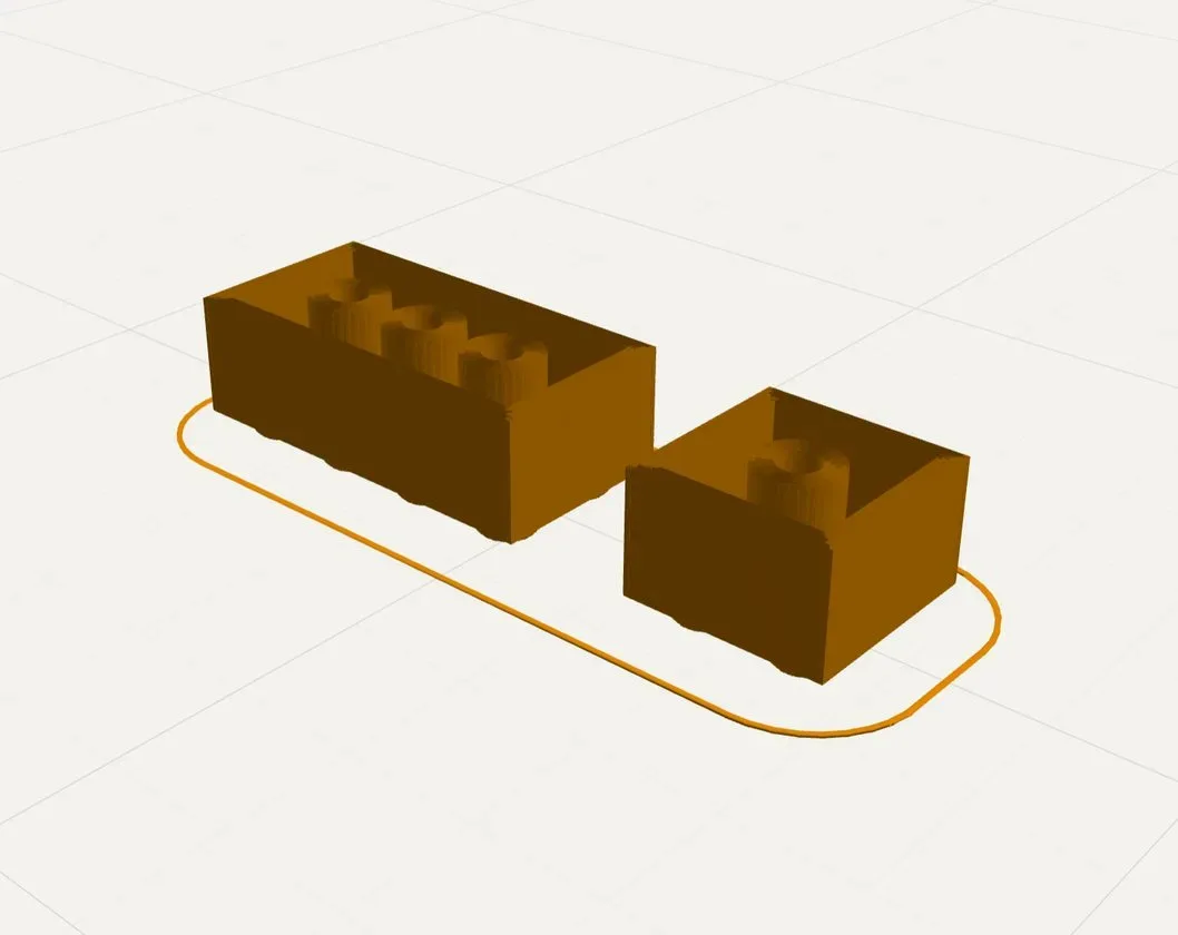 Bausteine, 2×4 und 2×2, entworfen mit p2print, in der Druckvorschau