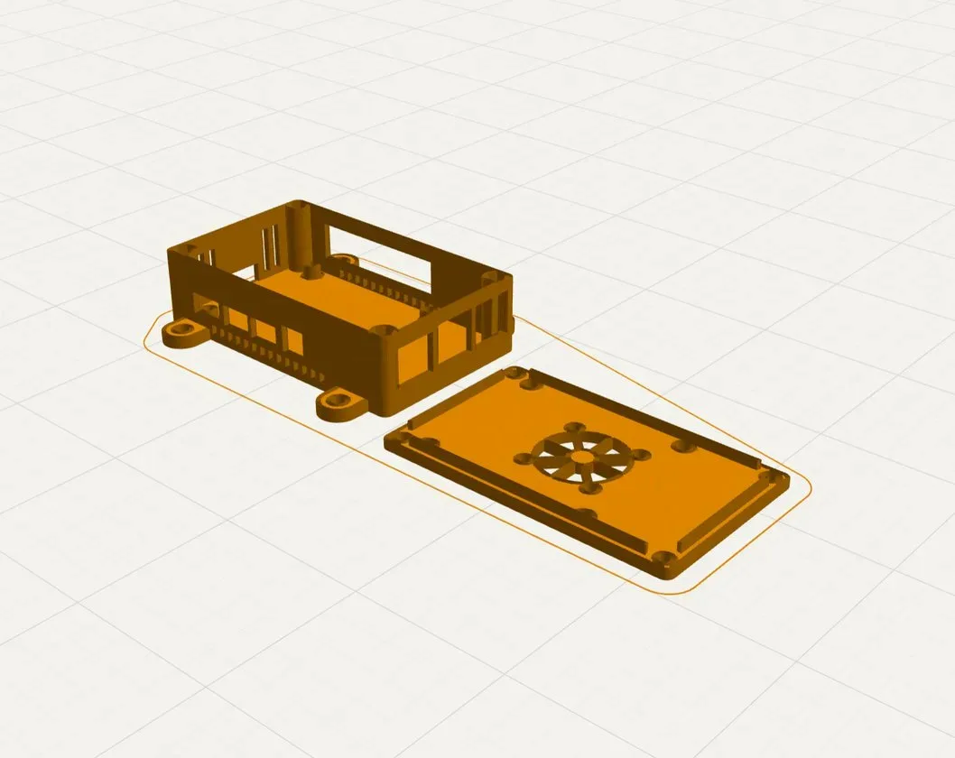 Gehäuse für Raspberry Pi 4, entworfen mit p2print, in der Druckvorschau