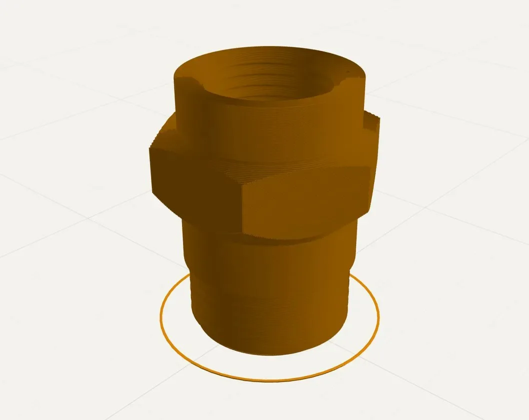Gewindeadapter für den Wasserhahn, entworfen mit p2print, in der Druckvorschau